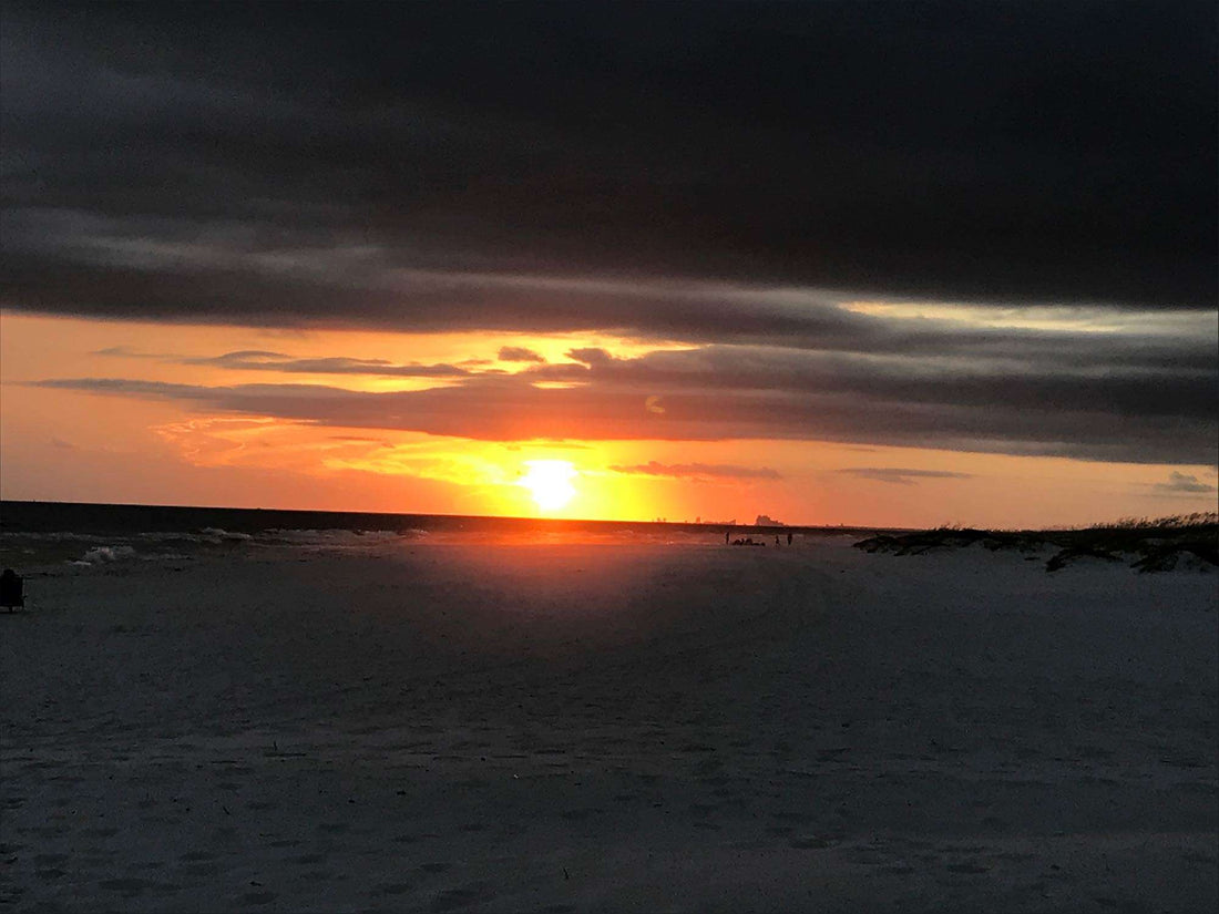 Camping at sunset on the beach