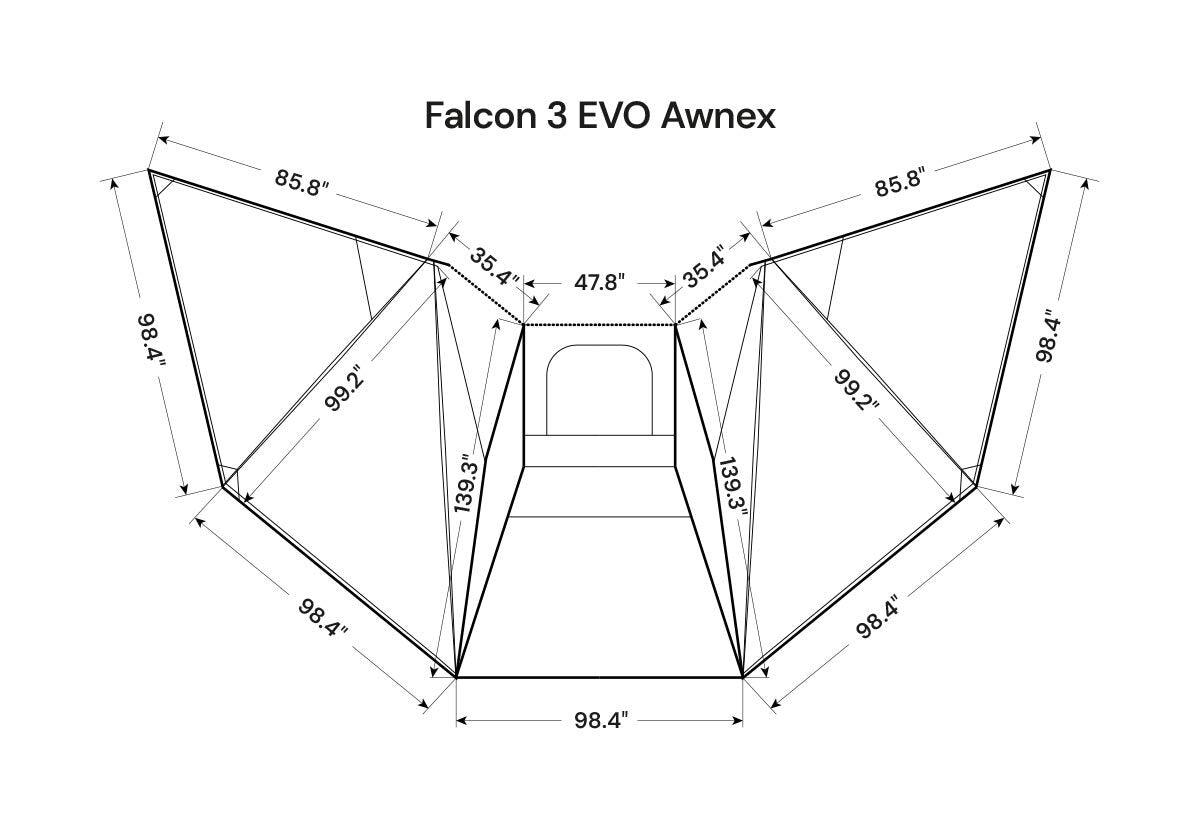 Falcon 3 Evo Regular Awnex Bundle - Grey color Roofnest